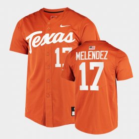 #17 Ivan Melendez College Baseball Longhorns Full-Button Men's Orange Jersey 939735-411 #17 Ivan Melendez College Baseball Longhorns Full-Button Men's Orange Jersey 939735-411